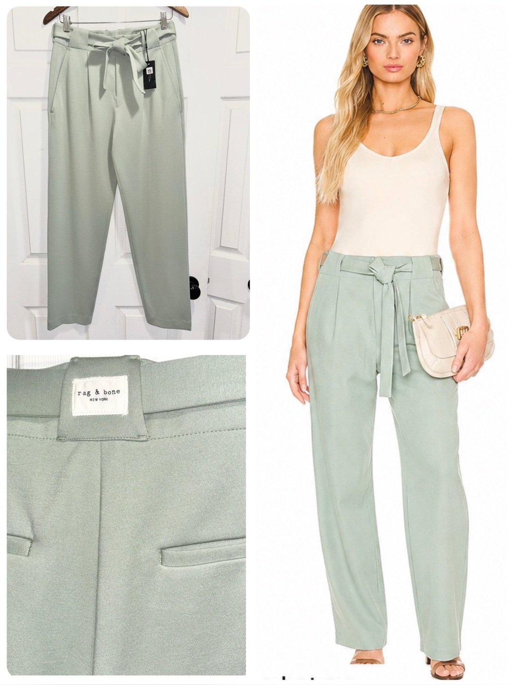 NWT Rag & Bone Archetype Roxie Pants Stretch Jersey Trousers Sage Size Small NEW